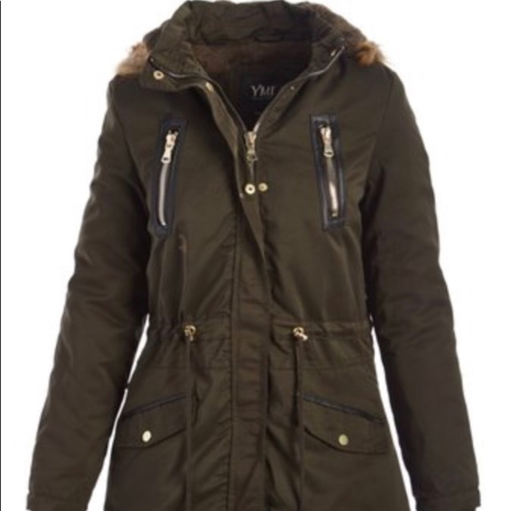 Large NWT Olive Sherpa Lined Anorak Winter Coat